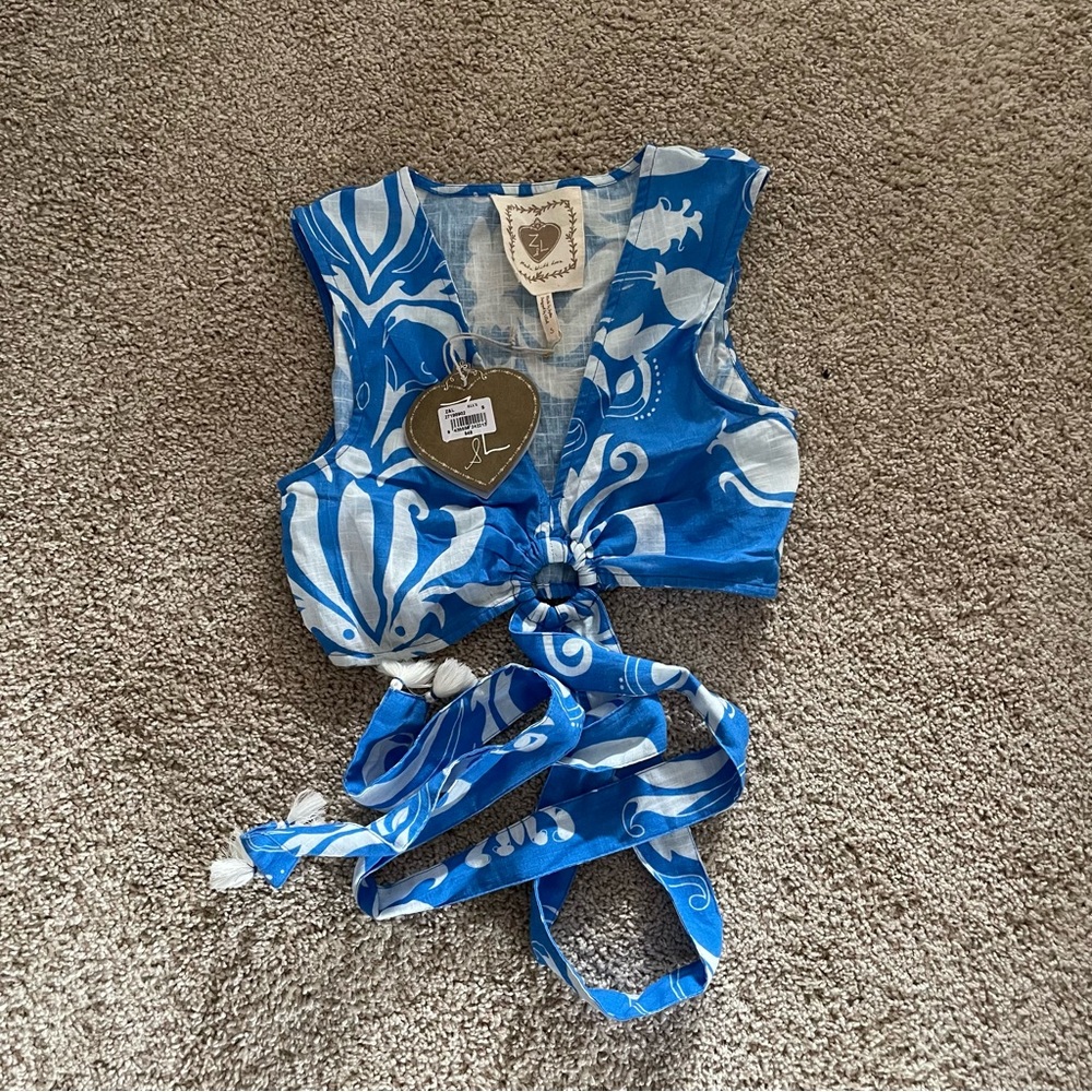 Vibrant Blue and White Women's Tank Top